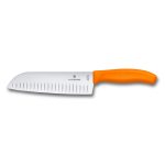 Cuchillo Santoku Swiss Classic color naranja, en blister. Hoja 17 cm. Victorinox